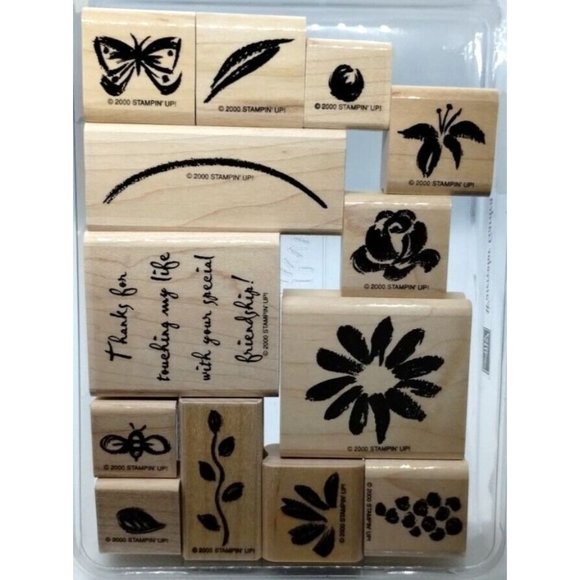Stampin Up Watercolor Garden 13 Piece Rubber Stamp Kit 2000 Floral Butterflies - Picture 2 of 4